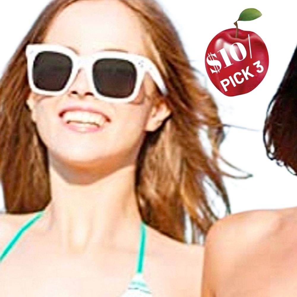VINTAGE SQUARE FRAME SUNGLASSES WHITE